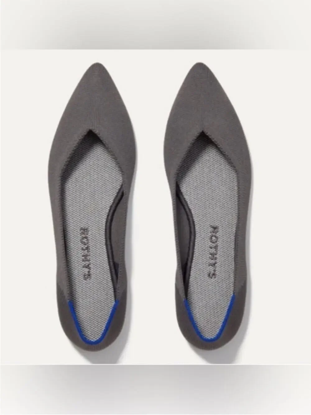 Rothy’s The Point Pebble Grey Flats NIB Size 9.5